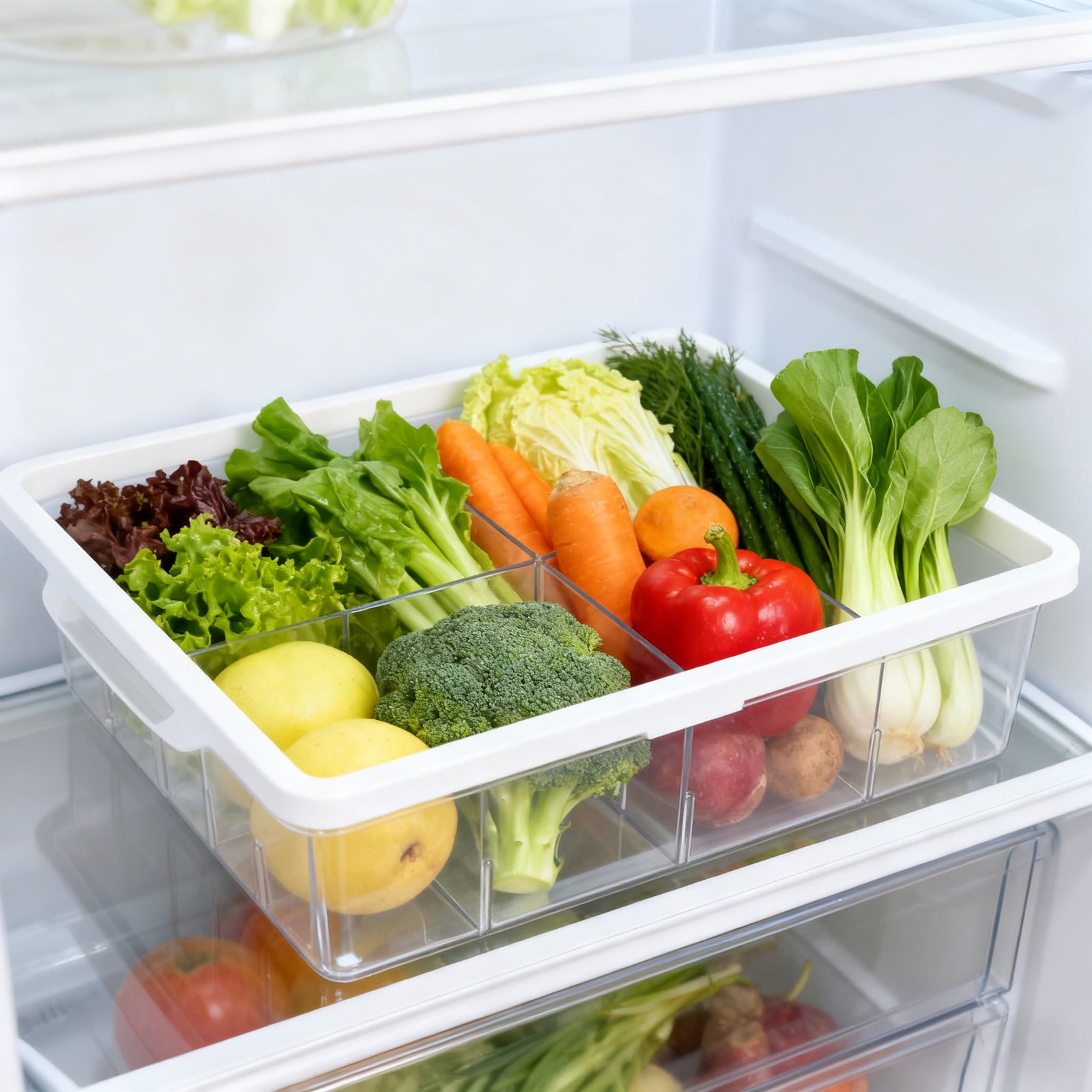 ZZERHUOO 12 In Refrigerator Drawer Fridge Drawer Organizer For Meat Cheese Produce And More Stretchable And Deep Storage Disposable Lunch Container Snack Containers for Kids Storage Pantry Fridge