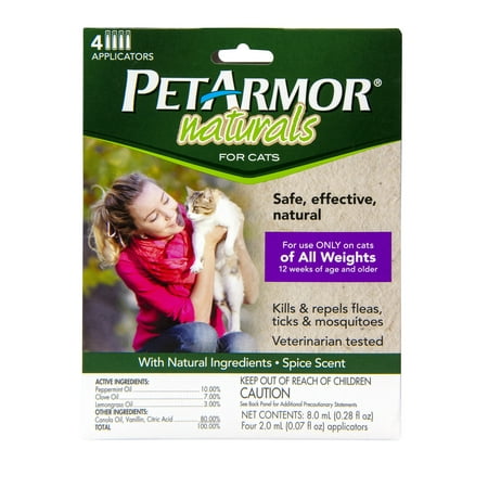 PetArmor Naturals Topical Flea & Tick Treatment for Cats, 4 (Best Flea Medication For Cats 2019)