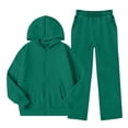 thumbnail image 5 of FSYBOA Girls Outfit Set, Casual 2 Piece Warm Zipper Hoodies and Sweatpants Green Size 9-10T, 5 of 9