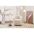 thumbnail image 4 of Swivel Accent Chair, Modern Teddy Fabric Upholstered Armchair Lounge Chair with Metal Base and Padded Cushion Comfy Single Sofa Chair with 360 Degree Swiveling Accent Chairs for Living Room, Ivory, 4 of 7