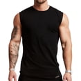 thumbnail image 1 of Camisetas deportivas sin mangas de algodón para hombre, camisetas sin mangas para correr, camiseta sin mangas, color negro, 1 of 6
