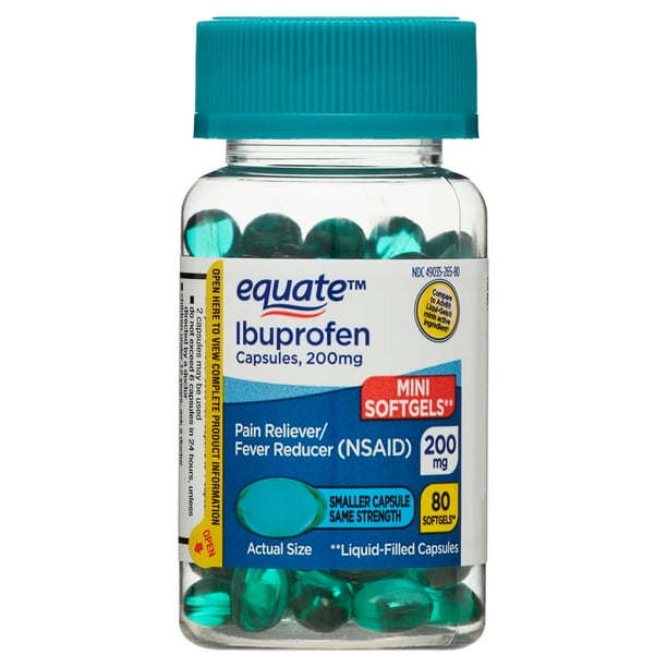 Equate Ibuprofen Mini Softgel Capsules, 200 mg, 80 Count