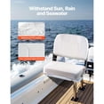 thumbnail image 3 of Low Backrest Folding Fishing Boat Seat with Thickened Sponge Cushion Waterproof PVC Leather Aluminum Alloy Hinges for Boats Yachts Ships White, 3 of 7