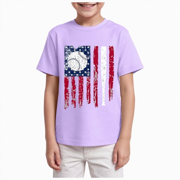 Gubotare Baby Tshirt for 4th of July Little Boys 4th of July T-Shirt American Flag Tees for Kids Short Sleeve Shirts Toddler 9T 10T, Purple