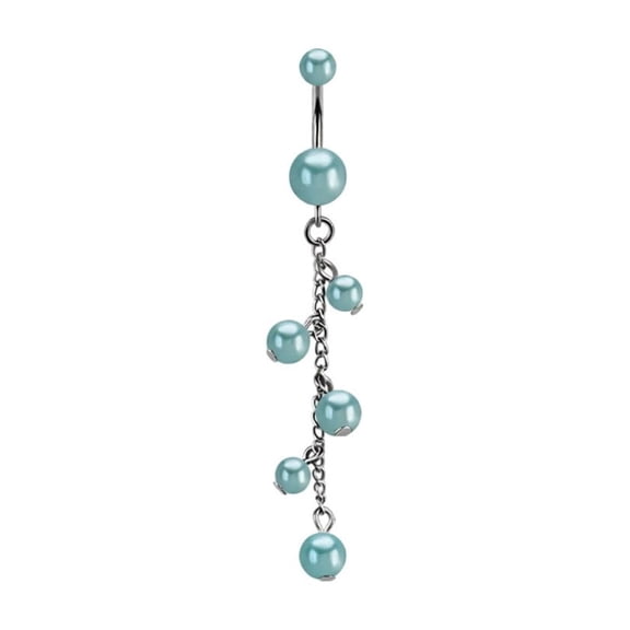 Luxe Modz 14G Pearl Chain Belly Button Navel Ring Titanium Piercing Jewelry for Women Sold Each