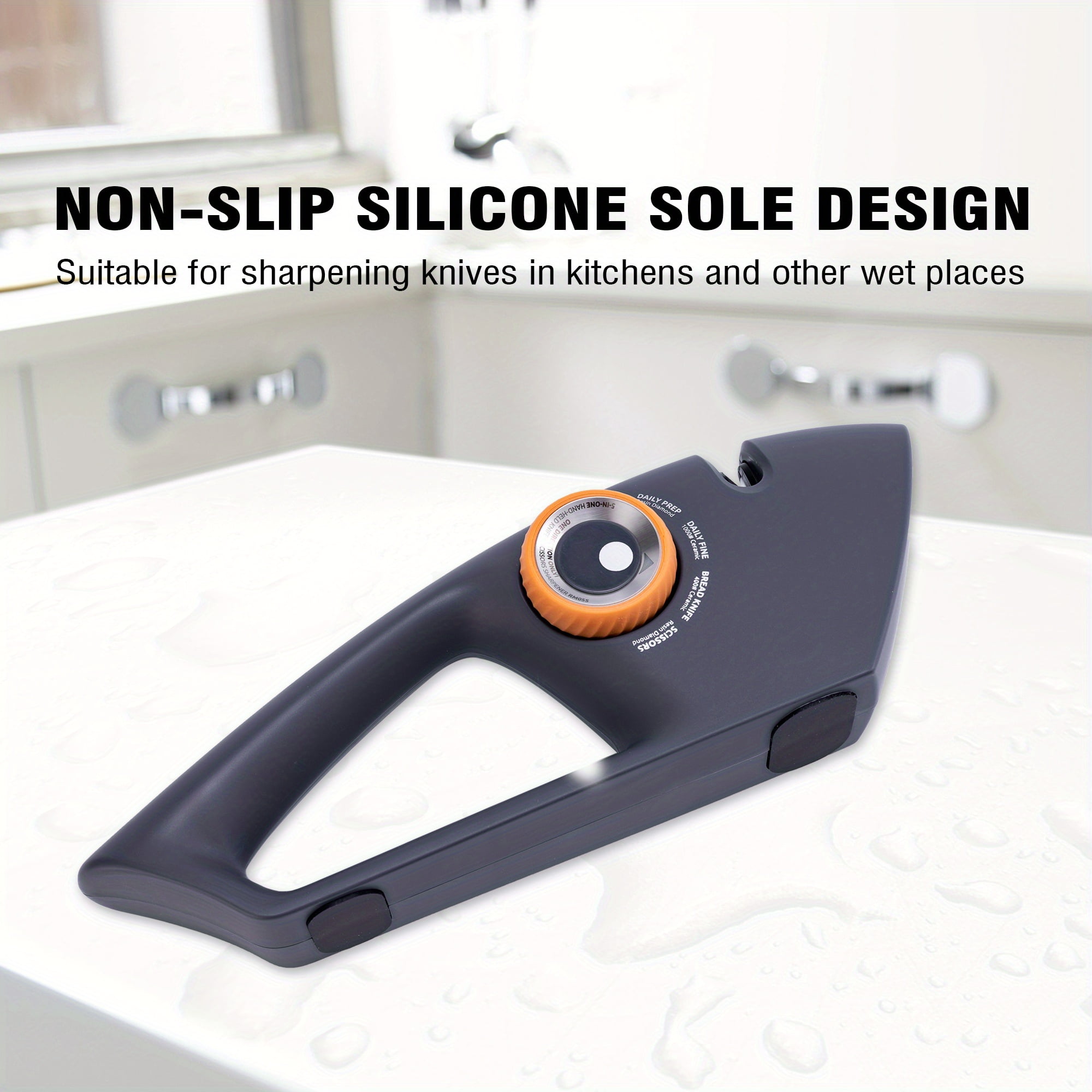 5 in 1 Adjustable Knife Sharpener, Premium Handheld Kitchen Knife Sharpeners Help Repair, Restore, Polish Blades Sharpening Tool Works for Pocket Knife Chefs & Serrated & Bread Knife, Scissors