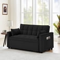 thumbnail image 3 of 3 in 1 Convertible Sleeper Sofa Bed, 55 Inch Modern Pull Out Couch Bed with Adjustable Backrest, Velvet Loveseat Sofa Bed with Pillows & Pockets for Living Room, 3 of 8