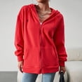 thumbnail image 3 of Sudadera básica para mujer ajuste holgado color sólido manga larga cremallera ropa de calle traje Hugtrwg Para estrenar, 3 of 9