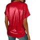 thumbnail image 4 of Manga Corta Fuera Del Hombro Tops para las Mujeres Brillante Color Sólido, un Hombro Empalmado Blusa para la Fiesta Diaria, 4 of 8
