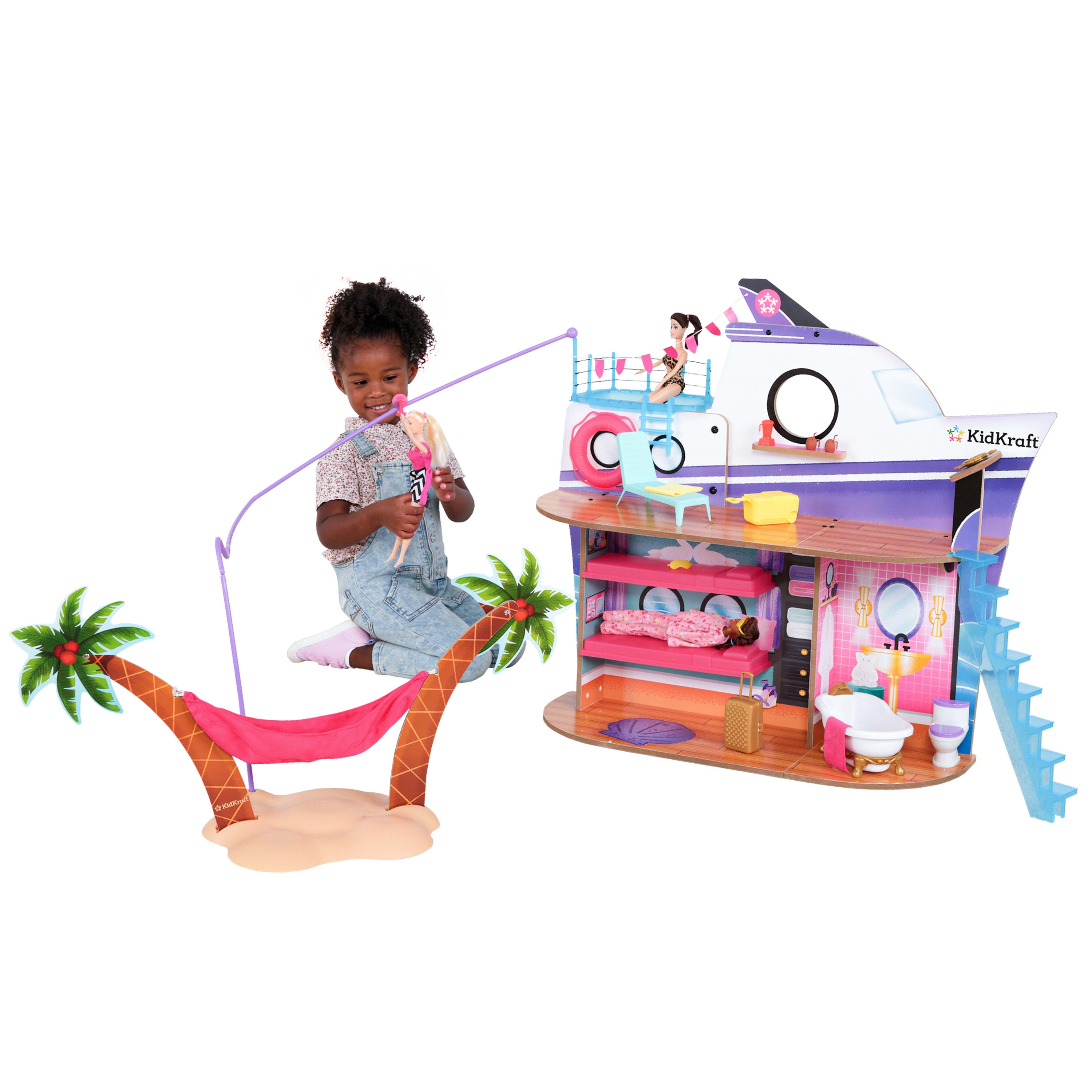 KidKraft Luxe Life 2in1 Wooden Cruise Ship & Island Play Set with EZ