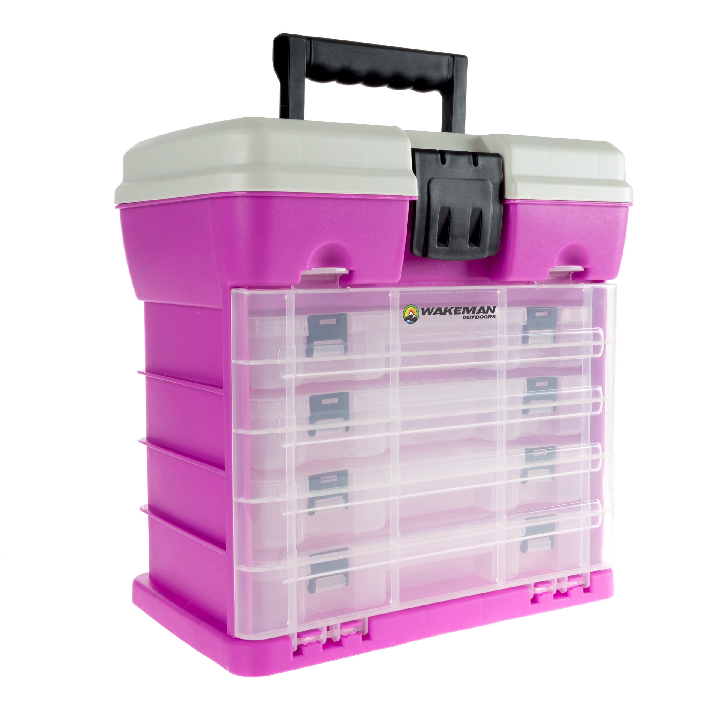 Wakeman Outdoors Multi-Purpose 5-Level Fishing Tackle Box with 4 Trays, 19 Compartments