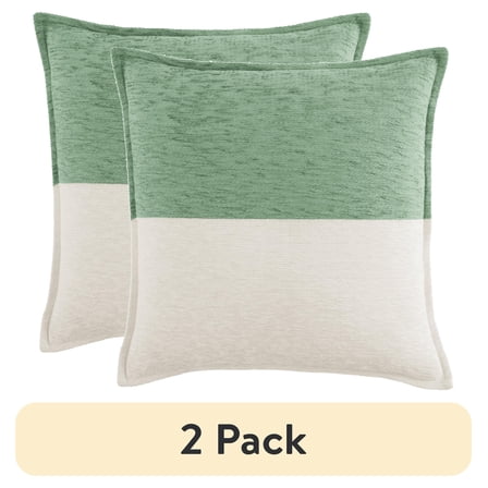 (2 pack) Mainstays 18" x 18" Two-Toned Sage Green Polyester Cotton Square Decorative Throw Pillow