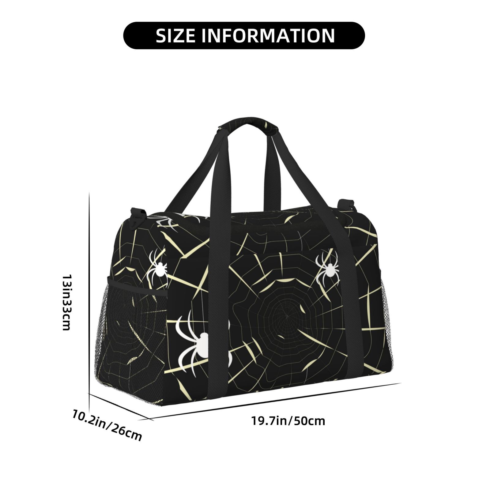 Fuzoiu Spiders On The Web Print Travel Duffle Bag,Carry On Tote Bags,Duffel Bag,Sport Gym Bag, Hospital Bag for Labor and Delivery, Overnight Bag,Luggage Bag