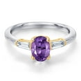 thumbnail image 3 of Gem Stone King 10K Two Tone Gold Purple Amethyst and Lab Grown Diamond Engagement Ring for Women | 0.95 Cttw | Oval 7X5MM | Gemstone February Birthstone | Size 7, 3 of 6