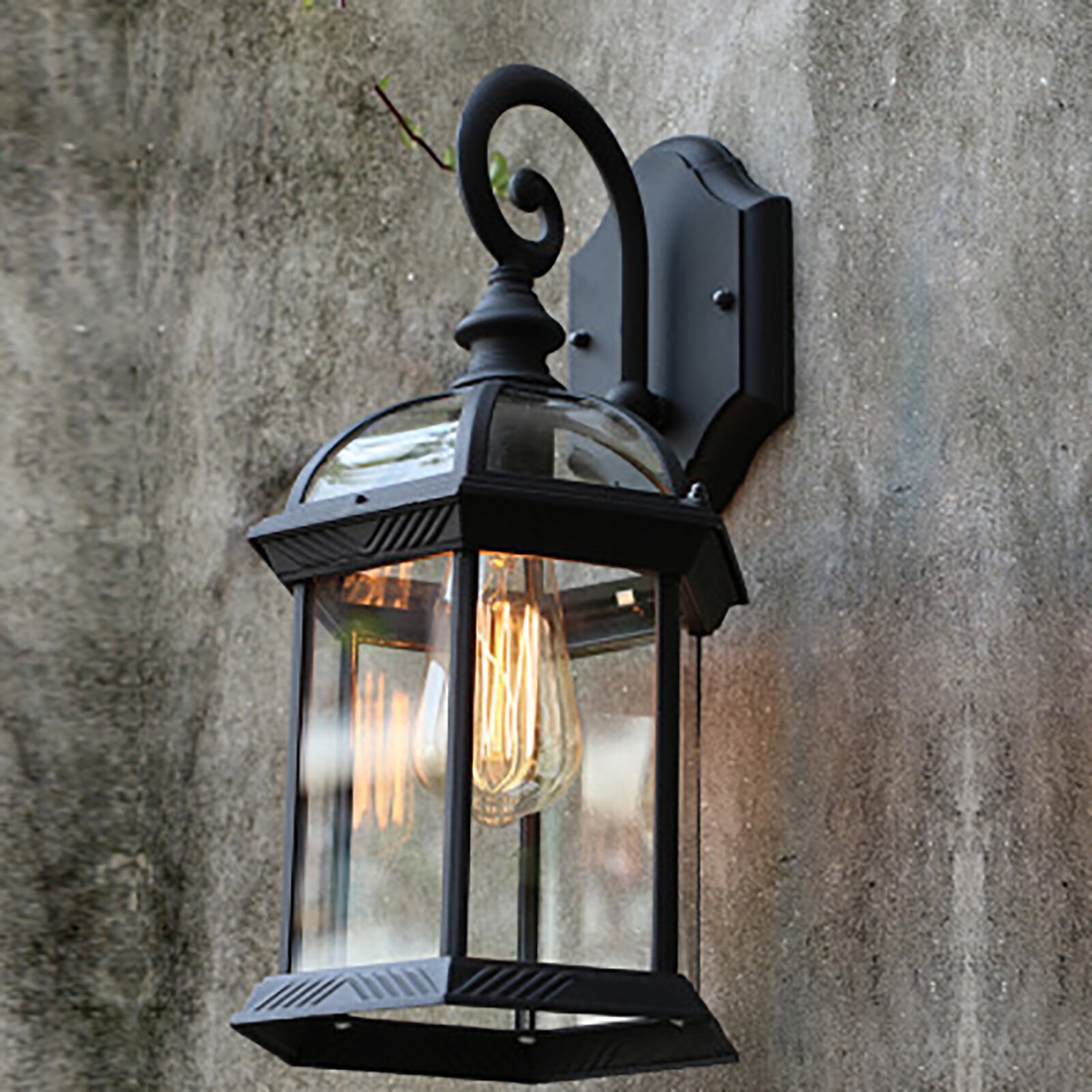 Outdoor Wall Lantern Wall Sconce for Porch Light, 15.75" H Aluminum Housing Plus Glass Porch Lights Wall Mount for House