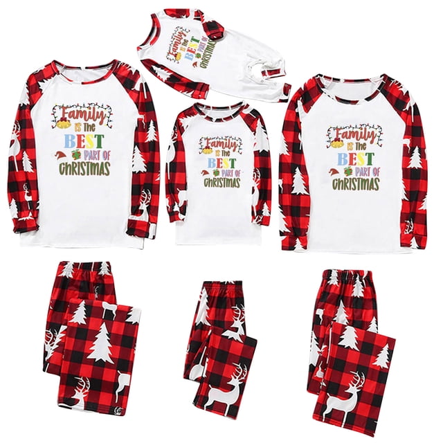 Penkiiy Pyjamas de Noël pour Famille, Ensemble de Pyjamas Assortis, Carreaux Rouges Renne Vacances Xmas Pyjamas pour Femmes Hommes Enfants Rouge 2 Ans
