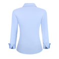 thumbnail image 2 of WARHORSEE Camisa con botones para mujer, manga larga, camisas de vestir de trabajo, cuello en V, fácil cuidado, blusas casuales de negocios elásticas para mujer (azul l), 2 of 5