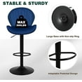 thumbnail image 6 of Modern Bar Stools Set of 3, Velvet Height Adjustable Swivel Barstools, Armless Kitchen Island Counter Chairs with Back & Footrest, Blue, 6 of 7