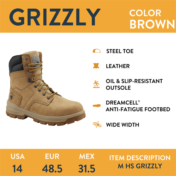 Herman Survivors, Men's Steel Toe Work Boots, Grizzly 8