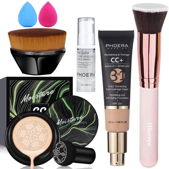 Set de maquillaje Hilareco Air Cushion CC Cream con brocha e imprimador