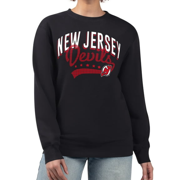 Women's G-III 4Her by Carl Banks Black New Jersey Devils Filigree Team Graphic Fleece Pullover Sweatshirt