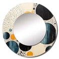 thumbnail image 2 of Designart "Minimalist Masterpiece Yellow and Blue Mid Century" Abstract Collages Yellow Large Round Mirror - Round Bedroom Mirror Wall Decor - Modern Round Printed Mirror - 36" x 36", 2 of 6