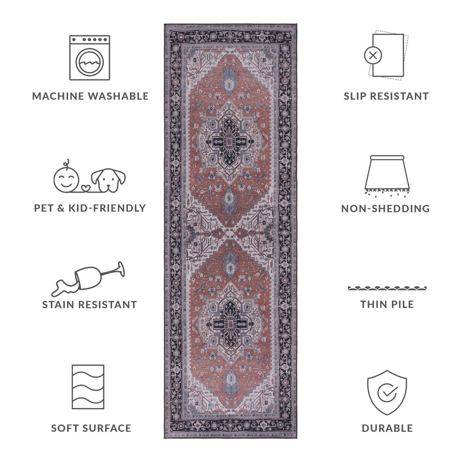 SAFAVIEH Tuscon Drew Tapis Traditionnel Lavable en Machine