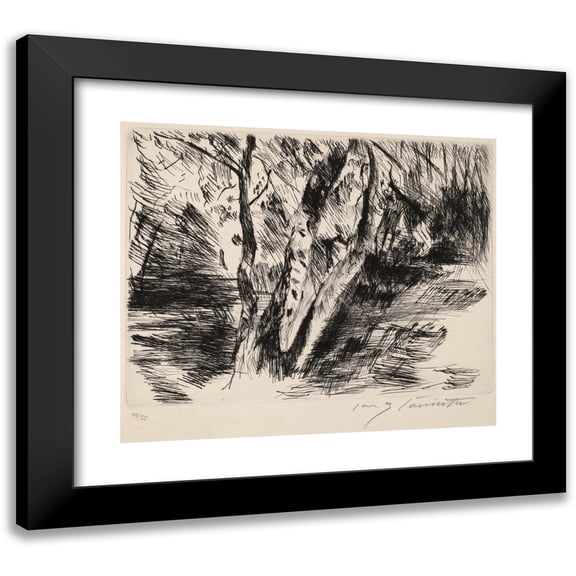 Lovis Corinth 14x12 Black Modern Framed Museum Art Print Titled - Birch Trees in the Tiergarten (1921)