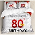 thumbnail image 3 of 80th Birthday Duvet Cover Set Twin Size, Birthday Party Invitation with Abstract Floral Backdrop for Elderly People, Decorative 2 Piece Bedding Set with 1 Pillow Sham, Multicolor, by Ambesonne, 3 of 3