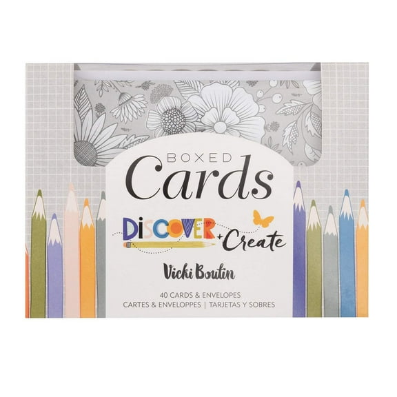 American Crafts A2 Cards W/Envelopes (4.375"X5.75") 40/Box-Vicki Boutin Discover Create