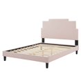 thumbnail image 3 of Platform Bed Frame, Queen Size, Velvet, Pink, Modern Contemporary Urban Design, Bedroom Master Guest Suite, 3 of 10