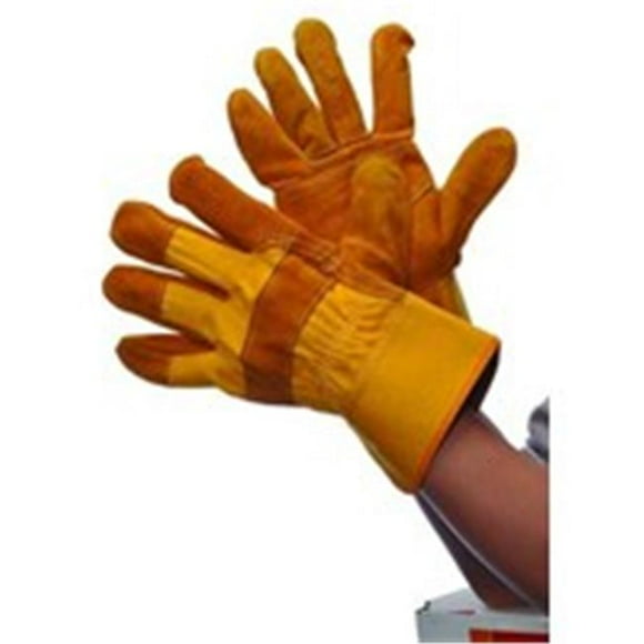 Major Gloves & Sécurité Gants 30-3111Y en Cuir Double Palme Jaune Doré - Grand, Pack de 6