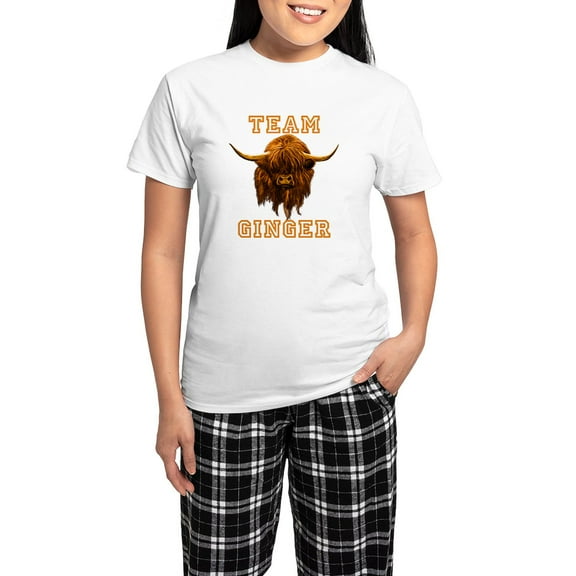 CafePress - Team Ginger Scottish Highlan Women's Dark Pajamas - Women's Short Sleeve Print T-Shirt and Pants Light Cotton Pajama Set