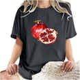 thumbnail image 4 of LEBONYARD Short Sleeve Womens Tops,Clearance Clothes under $5.00 fashion deals,Women's Fashion Summer Round Neck Drop Sleeves Leisure Short Sleeve Fruit Printing Tops Dark Gray S, 4 of 7