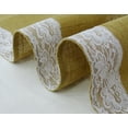 thumbnail image 4 of Darling Souvenir Rustic Burlap White Lace Hessian Table Runner Natural Jute 12" x 108" Wedding Party Decoration with Both Side Lace, 4 of 6