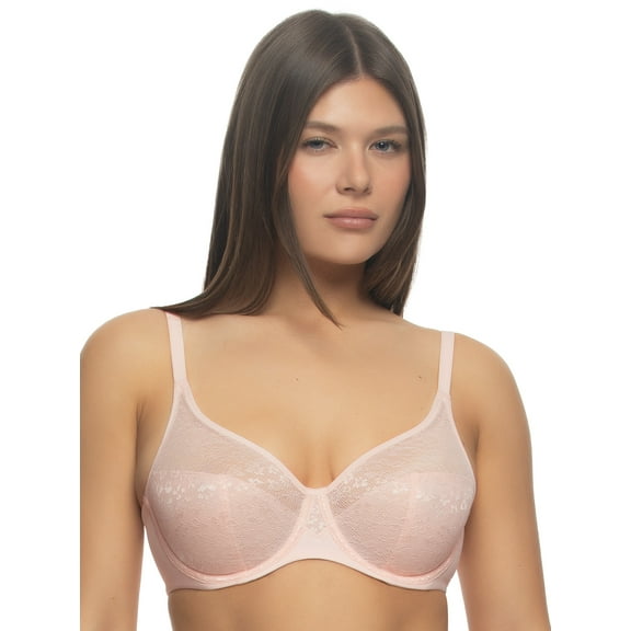 Prima Lace Moulded Unlined Bra (Pink Salt, 44D)