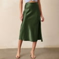 thumbnail image 5 of Fgnfyis Women's Satin Silk High Waist Midi Skirt with Slit Detail Elastic Waistband for a Elegant Trendy Skirt Green M, 5 of 6