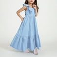 thumbnail image 6 of Moocorvic Girls Dresses Ruffle Sleeve Backless Tiered Swing Casual Sundress Party Outfits Girls Long Dress 8-9Years,Blue, 6 of 8