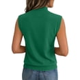 thumbnail image 4 of Women's Tank Tops Loose Fit Crew Neck Sleeveless Tank Top Business Casual Work Knit Shirts Summer Beach Outfits Dark Green 2XL, 4 of 4