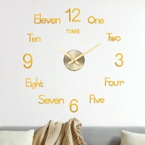 Uxcell 1-Pack 3D DIY Wall Clock,28" Frameless Wall Clock Silent Clock with Numbers Stickers for Home, Gold