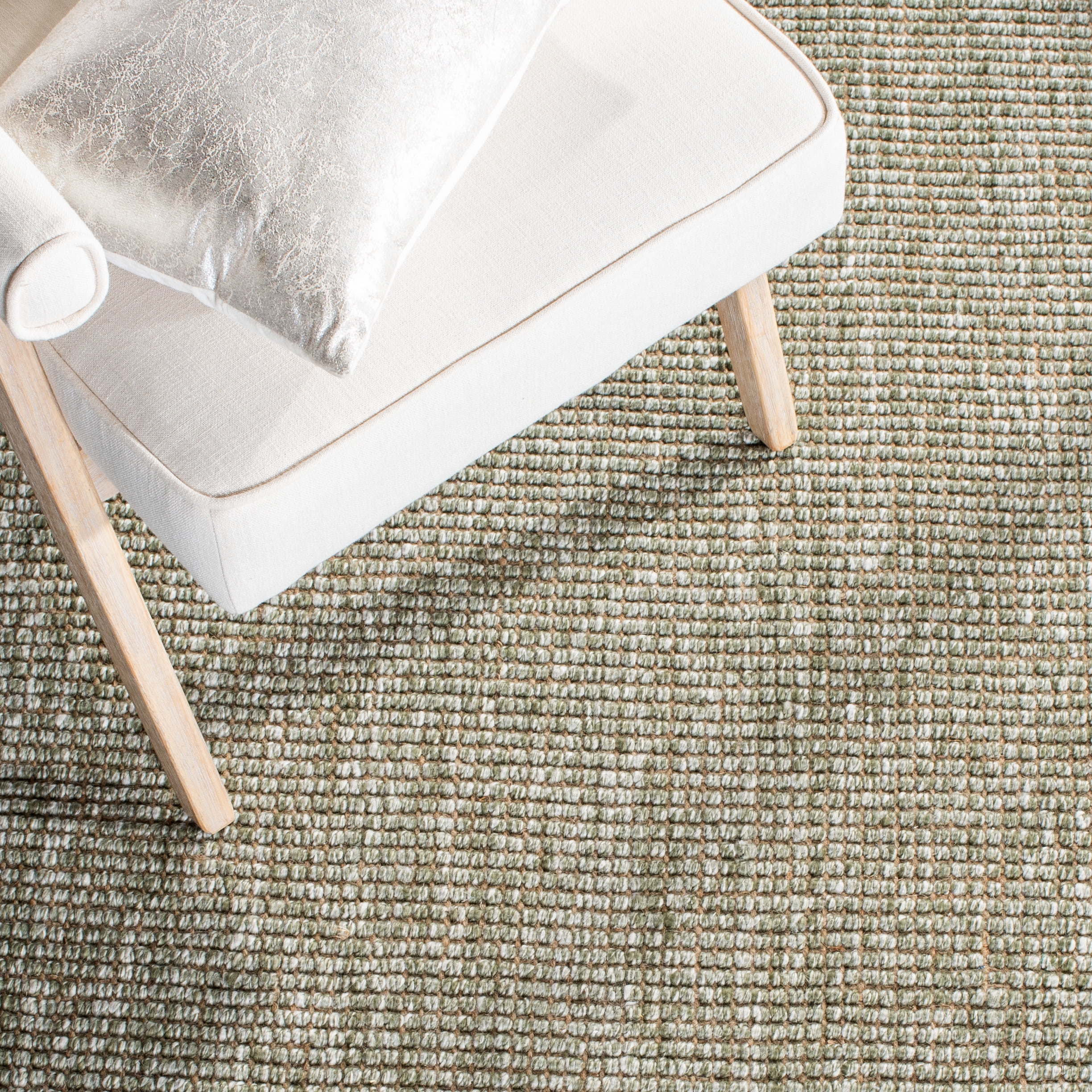 SAFAVIEH Natural Fiber Crawford Abstract Area Rug, Green/Natural, 6' x 6' Square