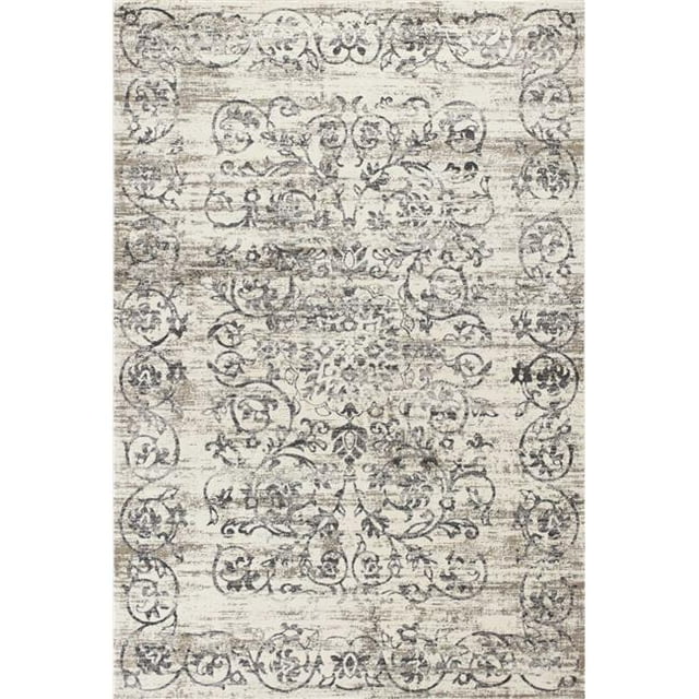HomeRoots 352792 5 ft. 3 in. x 7 ft. 7 in. Polypropylene Ivory & Grey Area Rug