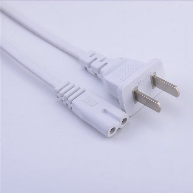 5Ft Long White 2 Prongs AC Power Cord Cable Plu