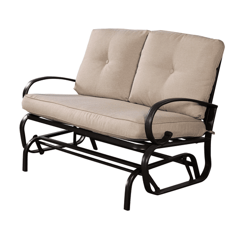 glider loveseat outdoor patio bench cushions frame furniture steel rocker seat person costway rocking benches chair porch metal swings cushioned