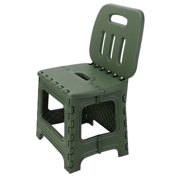 Folding Step Stool, Lightweight PP Plastic Foldable Step Stool with Backrest, Holds Up to 300 Lbs, Opens Easy with One Flip, Collapsible Stool for Kitchen, Bathroom & Living Room