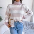 thumbnail image 4 of VALMASS Long Sleeve Crew Neck Color Block Winter Casual Knit Sweater Women (L, Pink), 4 of 8