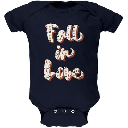 

Autumn Fall in Love Leaves Pattern Soft Baby One Piece Navy 18 Month