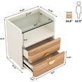 thumbnail image 2 of Finmind 2-Drawer Nightstand, Bedroom Wooden Table with Tempered Glass, Large Side End Stand, 2 of 7