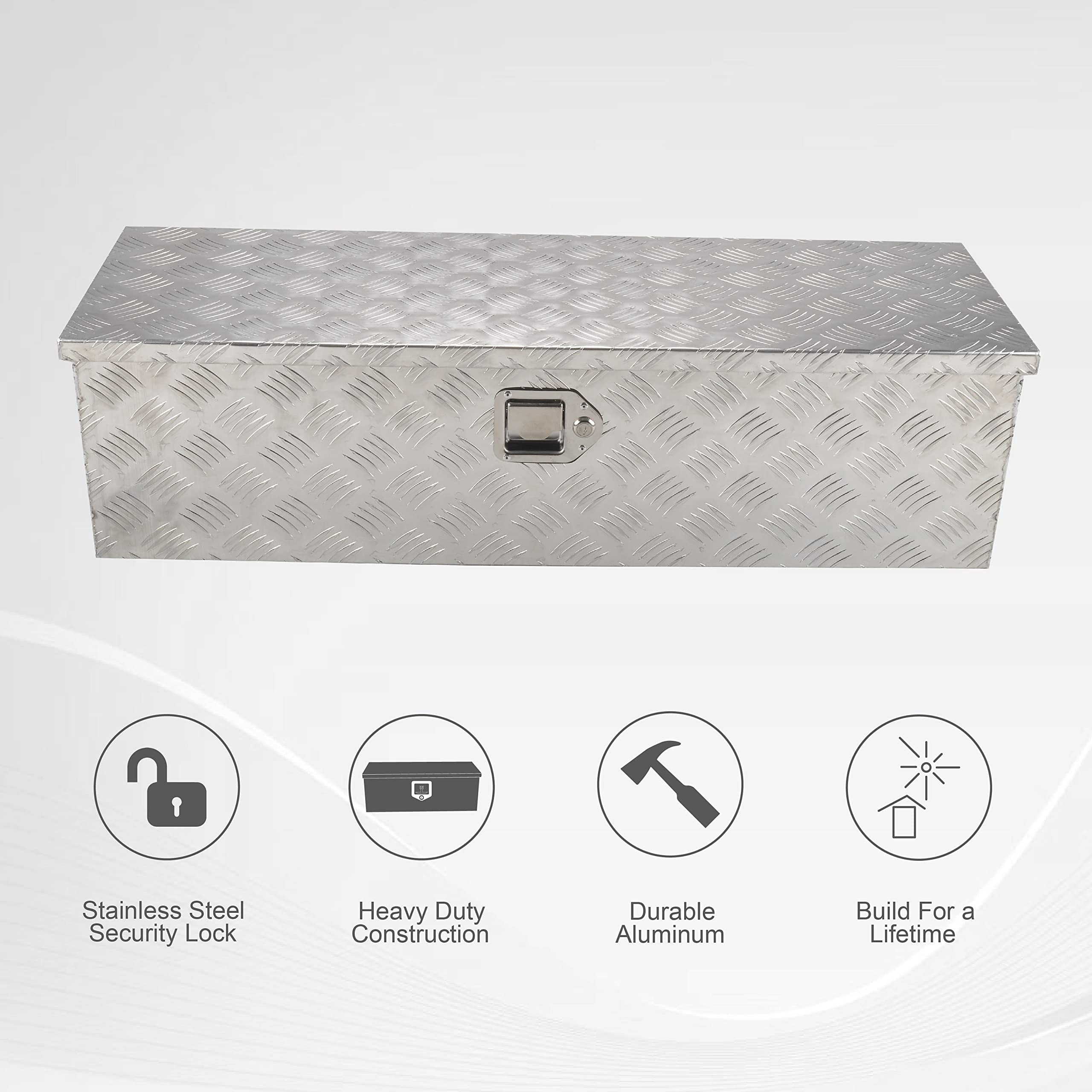 FGJQEFG 39 Inch Truck Tool Box Aluminum Trailer Toolbox Underbody Box w/Lock 39x13x10 Inch