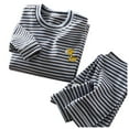 thumbnail image 1 of Sunnyoo Pyjama Chaud à Rayures pour Grands Garçons, Haut à Manches Longues et Pantalon, Tenue de Nuit, Tenue d'Intérieur, Pjs, 2 Pcs, 1 of 2